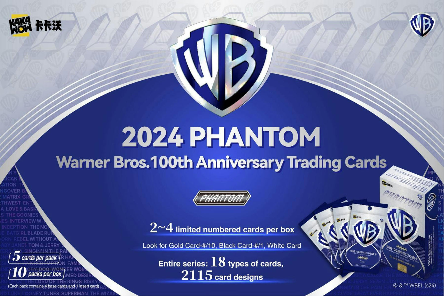 Kakawow 2024 Warner Brothers Phantom 100th Anniversary Trading Cards Hobby Box